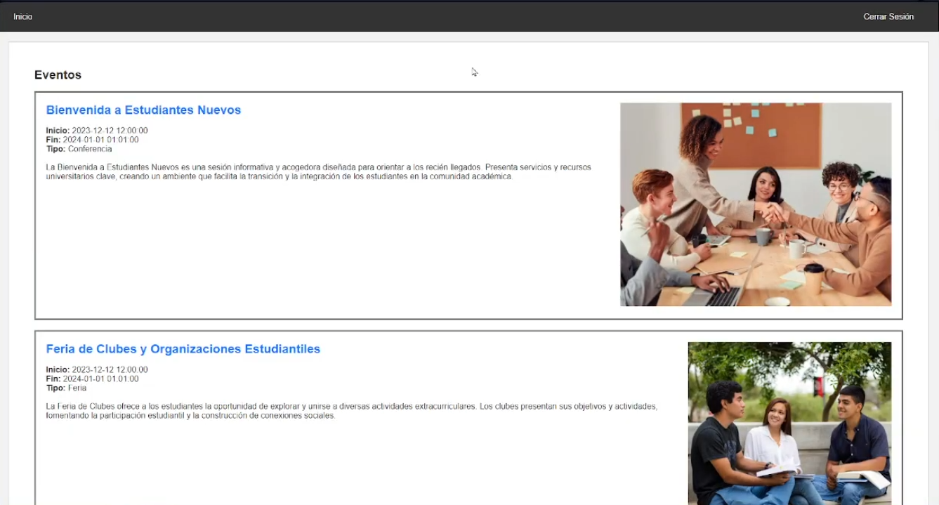 Sistema de Gestión de eventos